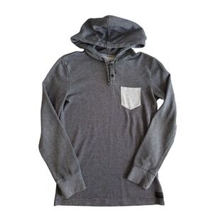 Quiksilver Men's Small S Hoodie Henley Long Sleeve Striped‎ Shirt Surf Casual